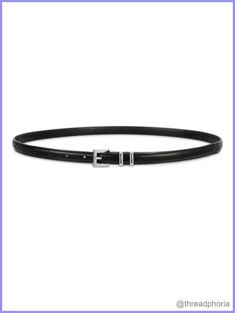 Womens Skinny PU Leather Belt Thin Waist Belt Silver Buckle Metal Loops 40.5"